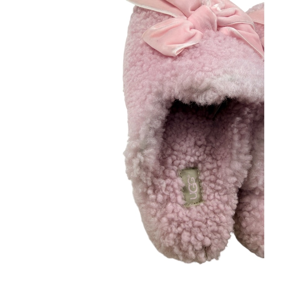 UGG Addison Velvet Bow Slipper Shell Pink Sherpa Mule 1098169 Womens 10 NEW - Picture 12 of 15